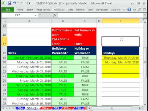 Excel Sihir Numarası 534: Hafta Sonları Ve Tatil İçin Koşullu Biçimlendirme