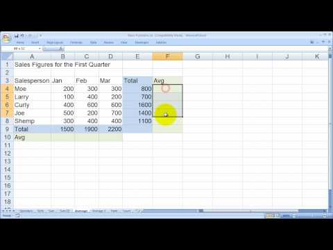 Excel Ortalama Ve Ortalamaa İşlevlerinin Kullanılmasını