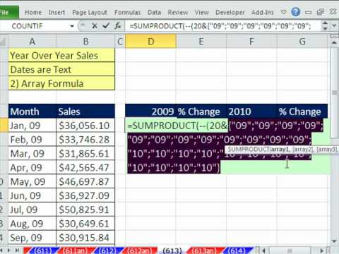 Excel Sihir Numarası 613: Dizi Formül Yıl Tarihlerinin Yıl Satış Hesaplama Metin Olarak Listelenen