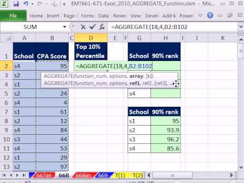 Excel 2010 Büyü Hüner 668: Toplama İşlevi Dizi Formülü #3 Hesaplamak 90 Yüzdelik Ebm Puanları Resim 1