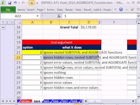 Excel 2010 Magic Trick 664: Toplama İşlevi Yok Sayar İç İçe Alt Toplamları Hesaplamalar İçin