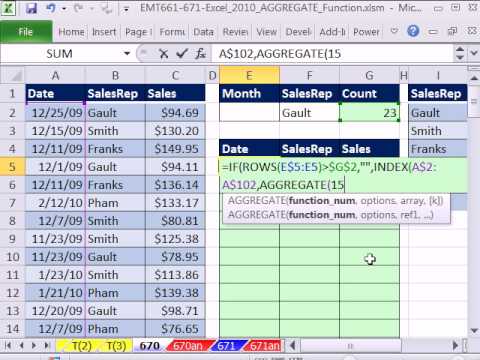 Excel 2010 Magic Trick 670: Toplama İşlevi Dizi Formülü #4 Ayıklamak Kayıtları 1 Ölçütü Resim 1