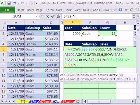Excel 2010 Magic Trick 671: Toplama İşlevi Dizi Formülü #5 Ayıklamak Kayıtları 2 Ölçütleri Resim 1