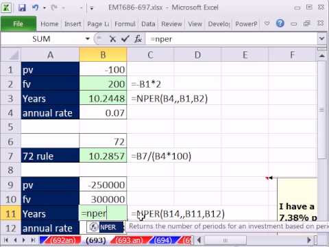 Excel Büyü Hüner 693: Nasıl Uzun Double Your Para: Taksit_Sayısı İşlevini Veya Kural 72.
