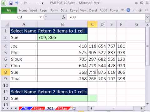 Excel Sihir Numarası 702: Düşeyara İki Değer Bir Hücre Veya Dönen İki Hücre İçin