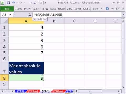 Excel Büyü Hüner 716: Max, Mutlak Değerler Max Ve Abs İşlevleri Dizi Formülü