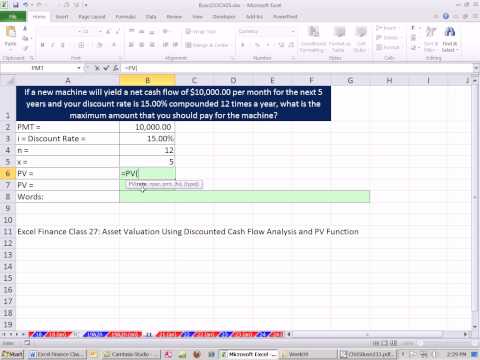 Excel Finans Sınıfını 34: Varlık Değerleme İçin Yatırımın Bugünkü Değeri Resim 1