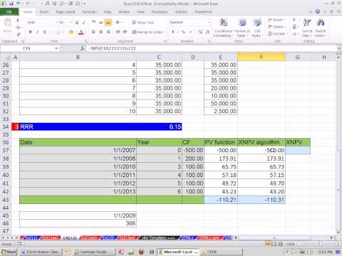 Excel Finans Sınıfını 78: Nbd İçin Düzensiz Nakit Akışları Ve Zaman Dönemleri Anbd, Nbd Ve Pv İşlevleri. Resim 1