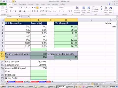 Excel 2010 İstatistik 48: Muhasebe Ve Finans Örnekleri Beklenen Değer Ve Standart Sapma