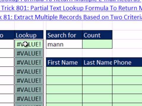 Excel Sihir Numarası 802: Birden Çok Kayıt Döndürmek İçin Kısmi Metin Arama Formülü Yapmak Yardımcı Sütun