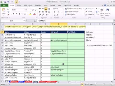 Excel Sihir Numarası 805: 1 / 4 Kelime Arama Fonksiyonu Ve Daha Fazla Bitişik Hücre İçeriyorsa, Benzersiz Listesi