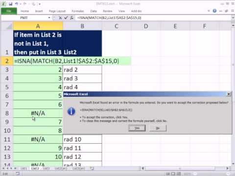 Excel 2010 Büyü Hüner 813: 1 Listesinde Olmayan İki Listeleri Extract Öğeler Listesinde 2 Karşılaştır