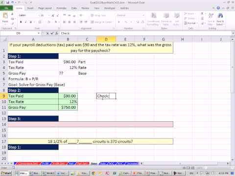 Excel 2010 İş Matematik 28: Bankası = Bölümü/oranı: Temelini Çözmek Resim 1