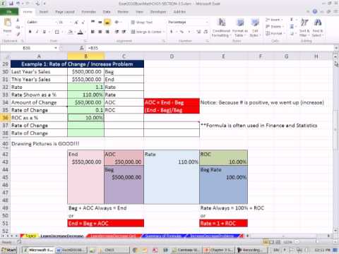 Excel 2010 İş Matematik 31: Artış Azalış Sorunları Ve Oranı Değişiklik 12 Formülleri Resim 1