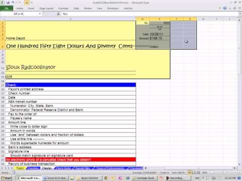 Excel 2010 İş Matematik 37: Kontrol Ve Mevduat Ve Para Çekme İşlemleri, Bankada