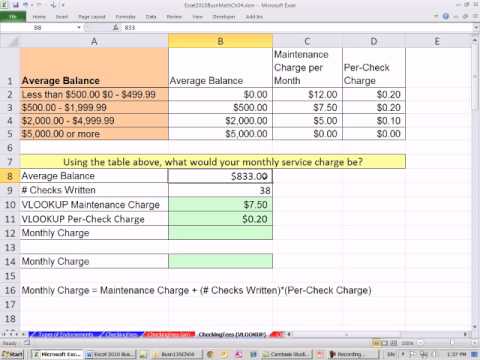 Excel 2010 İş Matematik 39: Düşeyara Ücretleri Kontrol Hesaplamak İçin
