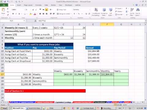 Excel 2010 İş Matematik 46: Farklı Ödeme Dönemleri İçin Eşdeğer Kazanç Hesaplama