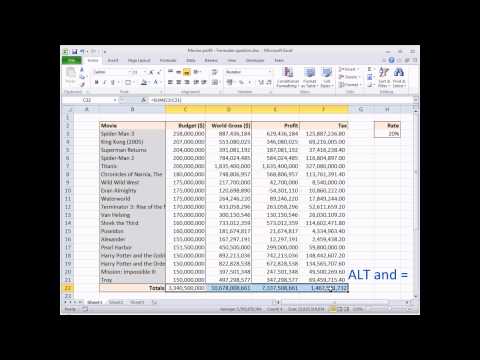 Hızlı İpucu #3 - Sütun - Bilge Baykuş Toplamları Eklemek En Kestirme Excel