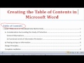 Microsoft Word 2007'yi Kullanarak İçindekiler Tablosu Oluşturma / 2010