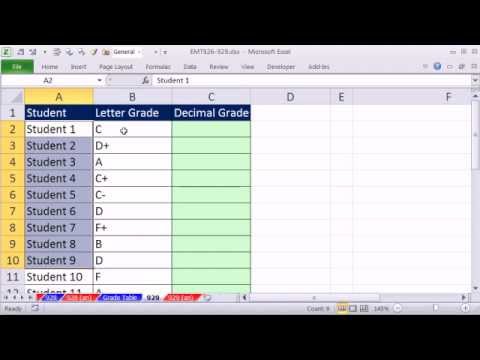 Excel Sihir Numarası 929: Düşeyara Sınıflandırma: Arama Harf Notu İle + Ve - Ve Dönüş Ondalık Sınıf