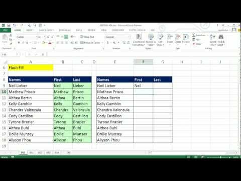 Excel 2013 Önizleme #2: Dolgu Ayıklamak İçin İlk Flash Ve Adları Sütun (Excel Sihir Numarası 950) Son Resim 1