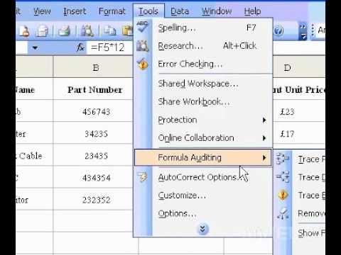 Formüller Ve Hücreler Arasındaki İlişkileri Görüntüleme Microsoft Office Excel 2003 Resim 1