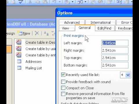 Microsoft Office Access 2003 Dosya Sayısı Listesinde Kullanılan Ayarla Kullanılan Dosyalar Resim 1