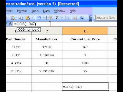 Microsoft Office Excel 2003 Cos İşlevi