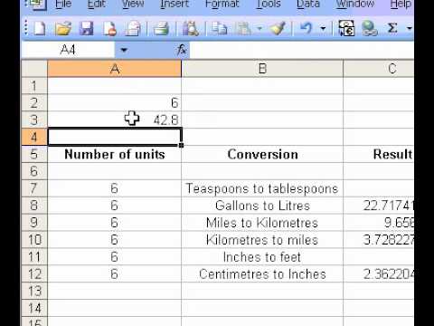Microsoft Office Excel 2003 Dönüştürmek Ölçümleri
