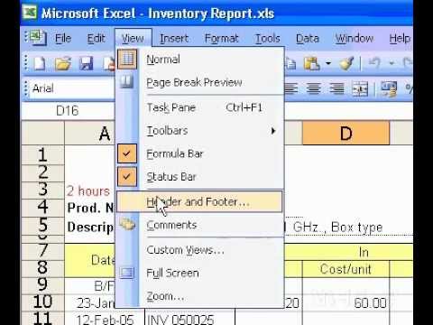 Microsoft Office Excel 2003 Ekle Tarih Ve Saat Üstbilgi Veya Altbilgi Resim 1