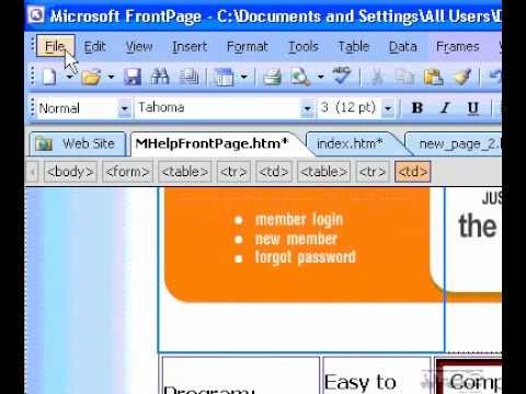 Microsoft Office Frontpage 2003 Bir Çerçeve Sayfası Şablonunu Mevcut Bir Alan Oluşturma
