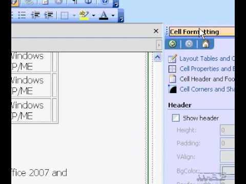 Microsoft Office Frontpage 2003 Bir Düzen Hücresinin Üstbilgi Özelliklerini Ayarlama