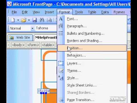Microsoft Office Frontpage 2003 Bir Sayfa Öğesi Konumlandırma