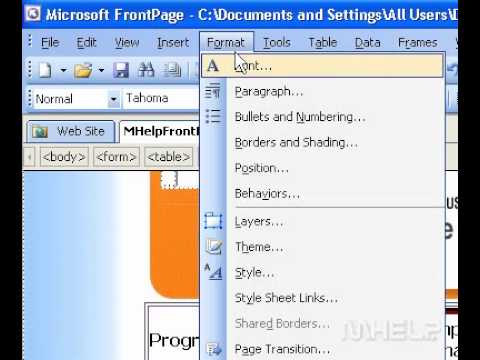 Microsoft Office Frontpage 2003 İçin Geçerli Bir Geçerli Sayfaya Tema Resim 1