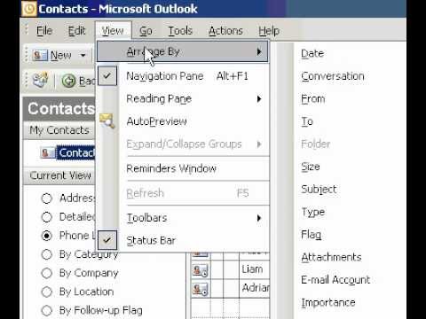 Microsoft Office Outlook 2003 Baskı Adları Ve E-Posta Adresleri