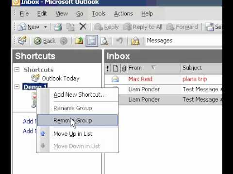 Microsoft Office Outlook 2003 Kısayol Grubunu Kaldırma Resim 1