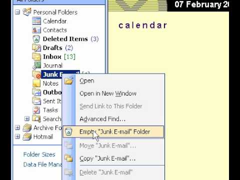 Microsoft Office Outlook 2003 Önemsiz E-Posta Klasörünü Boşaltma Resim 1