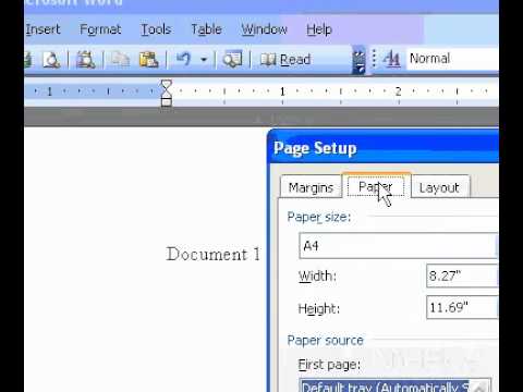 Microsoft Office Word 2003 Bir Kağıt Boyutu Seçin