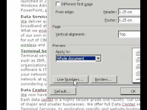 Microsoft Office Word 2003 Eklentisi Satır Numaralarını Belgenin Tamamını İçin