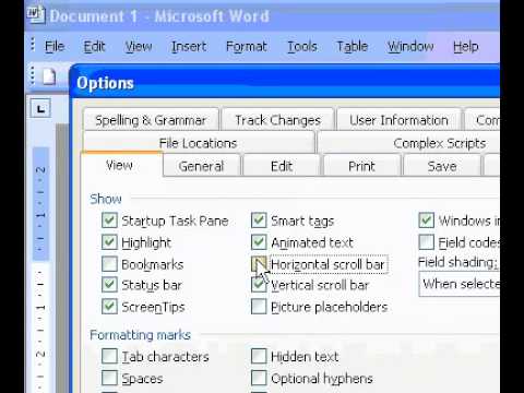 Microsoft Office Word 2003 Görüntü Veya Gizle Kaydırma Çubukları