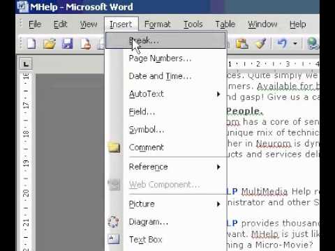Microsoft Office Word 2003 Yerleştirin El İle Bir Sayfa Sonu