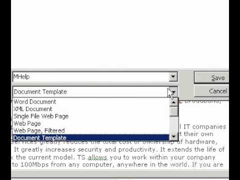Microsoft Office Word 2003'ü Kaydettikten Bir Tek Dosya Başka Bir Dosya Biçiminde