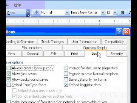 Microsoft Office Word 2003'ü Kaydettikten Bir Yedek Kopya Bir Belgenin