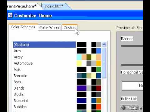 Tema Öğesinin Rengini Değiştirme Microsoft Office Frontpage 2003