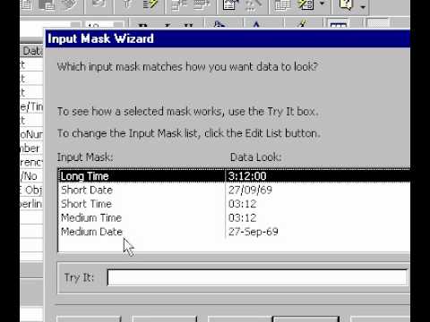 Microsoft Office Access 2000 Oluşturma Giriş Maskesi Resim 1