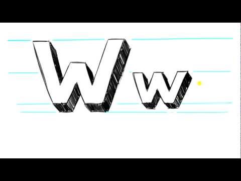 Nasıl 3D Mektuplar W - Draw 90 Saniye İçinde Büyük Harf W Ve Küçük Harf W