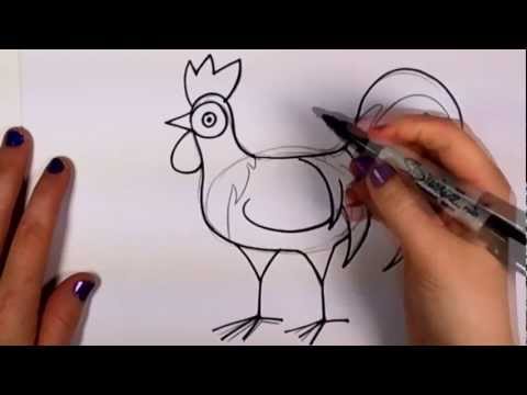 Nasıl Tavuk Karikatür Çizmek - Draw Horoz Adım Adım Kolay Ve Şirin Cc Resim 1
