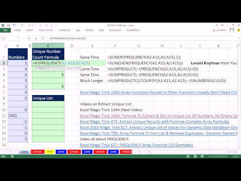Excel Sihir Numarası 1043: Count Benzersiz Numaralar Sütununu Boş Hücreler Ve Metin (Karışık Gelen Veriler)