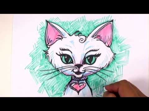 Kedi Çizim Ders Fantezi - Bir Egzotik Kedi Yüz Çizmek! -Mat