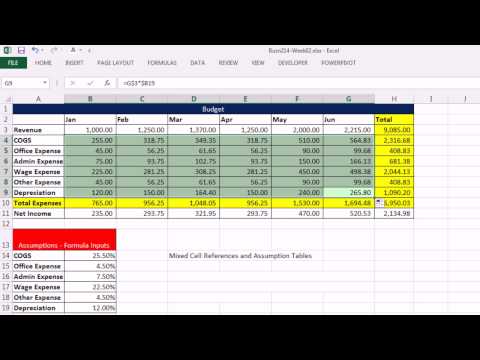 Highline Excel 2013 Sınıf Video 05: Hücre Başvuruları: Göreceli, Mutlak Ve Karışık (8 Örnekler)